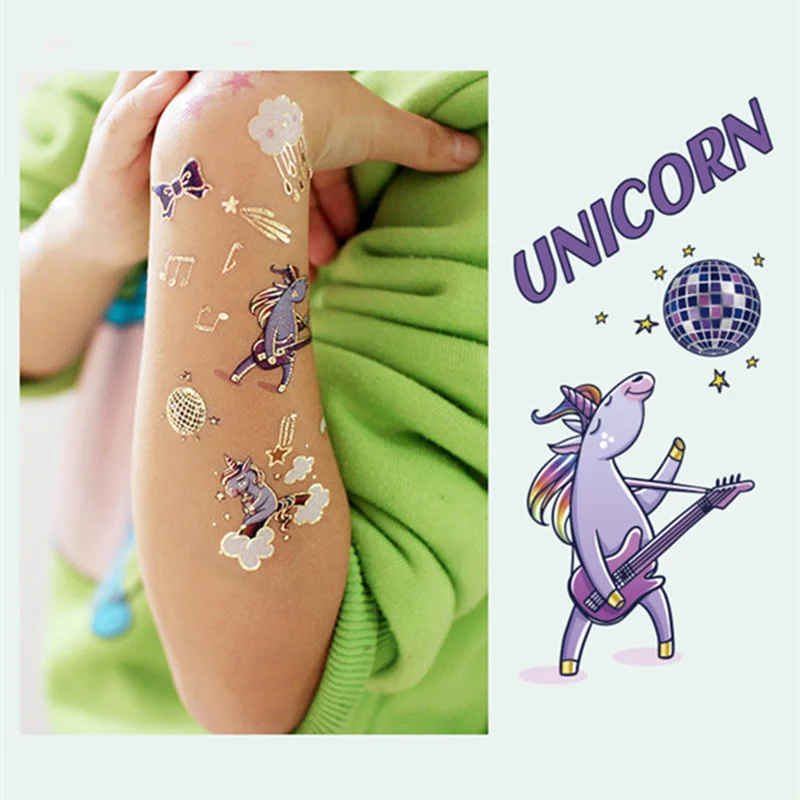 

Bronzing Unicorn Tattoo Face Temporary Tattoo Child Tattoo Sticker Body Tatoo For Kids Cute Tattoo Children Tattoos Fake Taty