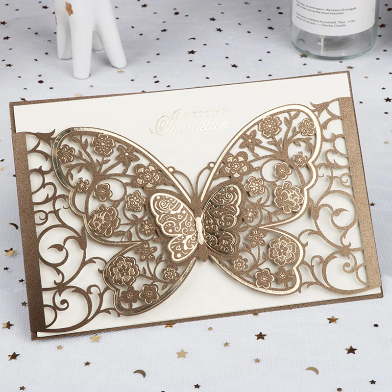 1 шт бабочка Лазерная резка свадебные приглашения карты поздравительных