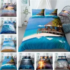 Комплект постельного белья из Морского песчаного пляжа, односпальный, двуспальный, большого размера, Приморская кровать с кокосовым деревом, для детской, односпальный, двуспальный, 001