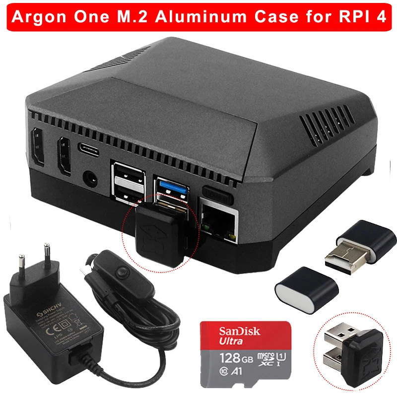 Case de Alumínio Ventilador de Refrigeração para Raspberry M.2 com M.2 Raspberry Argônio Sata Ssd Expansão Slot Gpio Capa 4 Modelo b pi 4b um