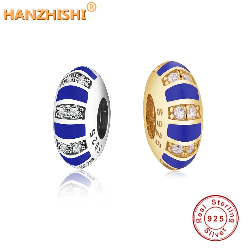 

2020 летние подлинные 925 кольцо из стерлингового серебра с голубым эмалированный круглый шарма бусины, подходят к оригиналу Pandora, браслеты с б...