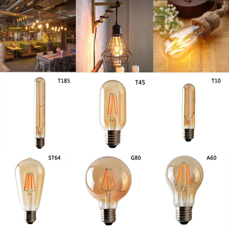 

Dimmable E27 2W / 4W LED Light Bulb Lamp Vintage Filament Edison Antique Bulbs