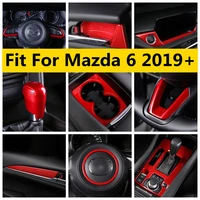 navigation strip steering wheel gear shift armrest window lift water cup panel cover trim for mazda 6 2019 2021 red accessories