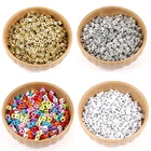 6*6 мм Смешанные квадратные акриловые бусины с русскими буквами кубик алфавита бусины россыпью с отверстием для браслетов и ожерелий