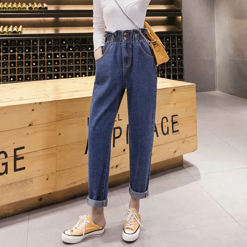 Женские джинсы с высокой талией модные женские шаровары рваные джинсы-бойфренды