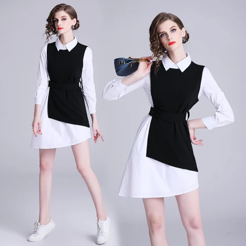

Irregular Women Two Piece Outfits Waistcoat Dress For Women Drawstring Ensemble Femme Deux Pieces Conjunto Feminino Women's Suit
