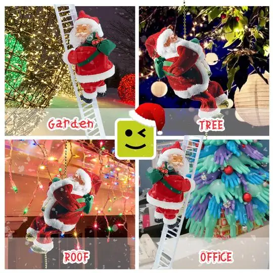 Забавная Рождественская игрушка Санта-Клаус подвесная лестница электрическая