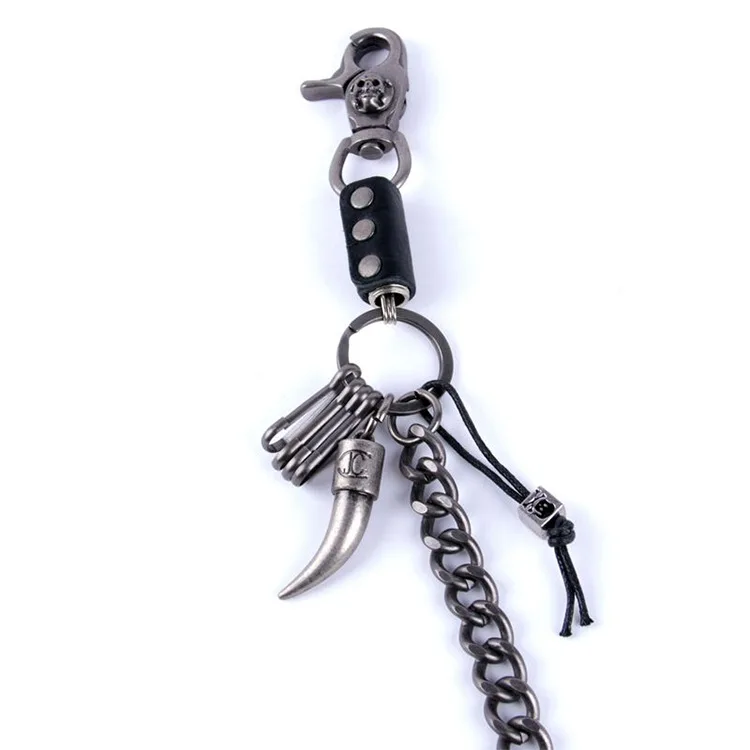 Мужской брелок для ключей черный тяжелый металл в стиле хип-хоп готика панк стиль - Фото №1