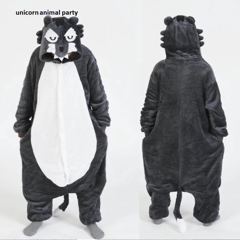 

Kigurumi Adult Gray Wolf Onesie Pajamas Sleepsuit Sleepwear Cosplay Costume Unisex Cartoon Pajamas Party Female Male Sleepwear