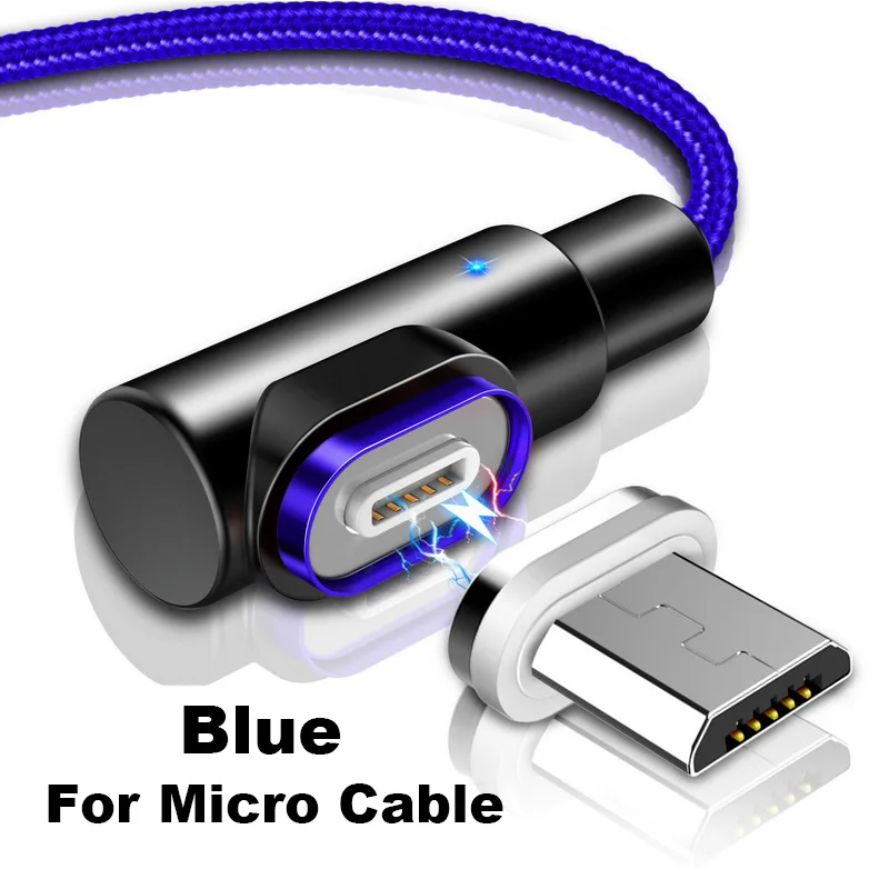 For Micro Blue Магнитный кабель Micro usb type C адаптер зарядное устройство 3A Быстрая зарядка кабель для iPhone XS samsung A50 USB C магнит Android шнур для телефона - Цвет: For Micro Blue