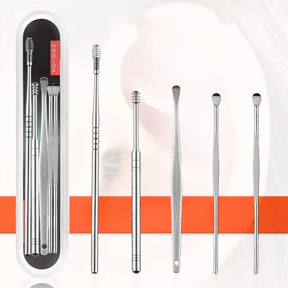 5 шт. из нержавеющей стали ушные восковые палочки спиральные Пружинные для ушей