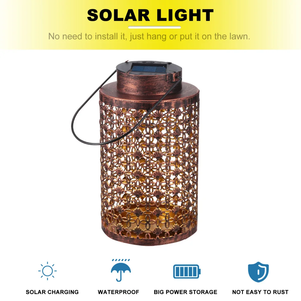

1PC Hanging Solar Light Waterproof Iron Art Solar Lantern for Outdoor Garden