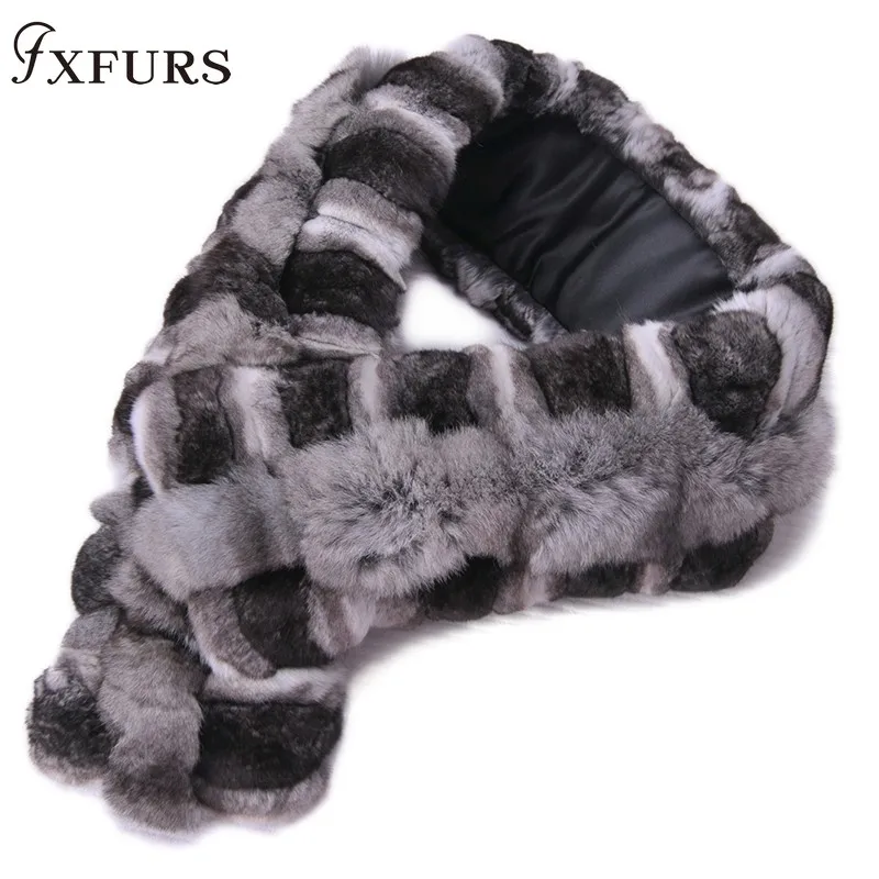 Женский меховой шарф в шиншилле Модный зимний с зажимом Теплый Универсальный