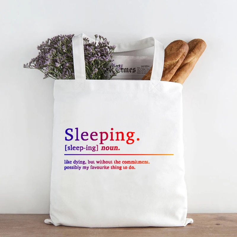 

Sleeping Definition Print Canvas Tote Bag Prints Art Pures and Bags Definition Prints Shopping Bags Letter Tote Reusable Bag