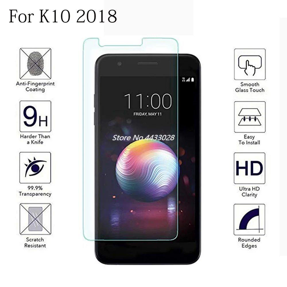 Закаленное стекло для смартфона LG K10 2018 полное покрытие клея Защита экрана K30