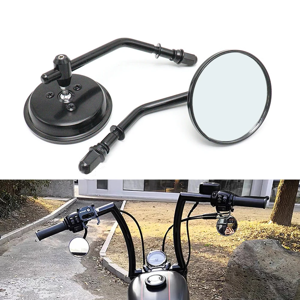 Зеркало с коротким стержнем для Harley Dyna Bobber Chopper Old School 1982-2020 3 дюйма круглое зеркало
