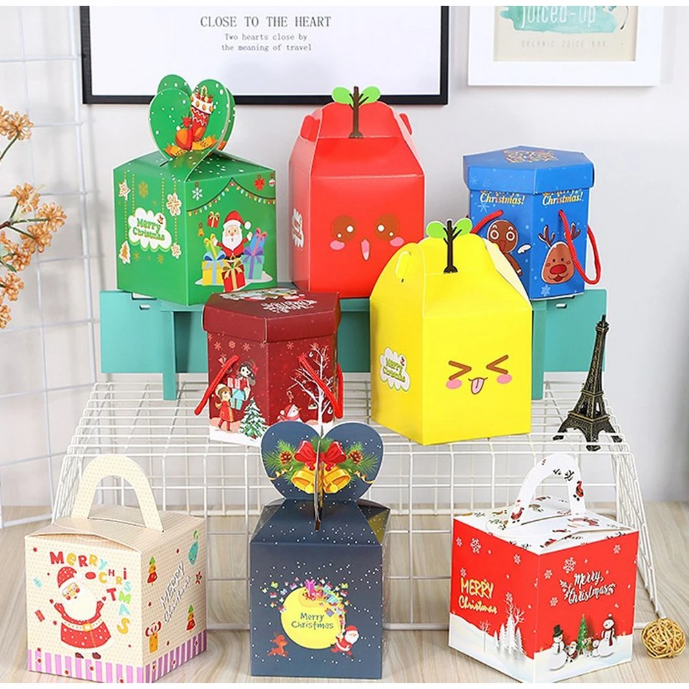 20 штук Рождественская коробка для конфет в виде анимационной рыжей зеленый куб