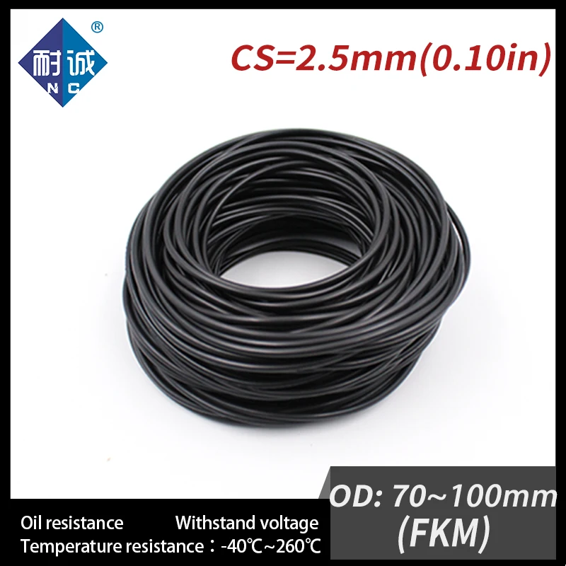 

1PC/lot Rubber Ring Black FKM O ring Seals Thickness 2.5mm OD70/72/75/80/85/90/95/100mm Rubber O-Rings Fuel Washer