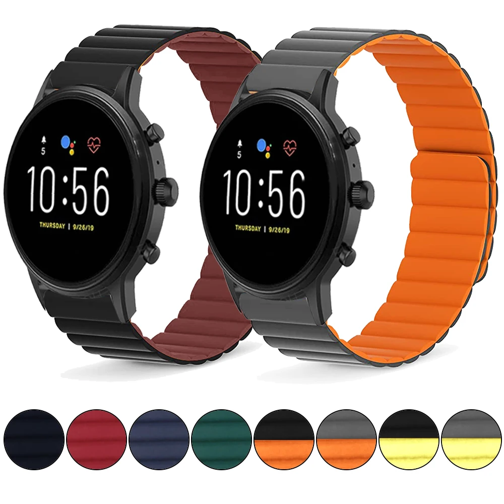 

Silicone Magnetic Band for Fossil Men's Gen 5 Carlyle /Gen 5 Garrett / Gen 5E 44mm Watch Strap Replacement Bracelet Accessories