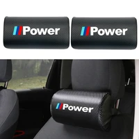 2pcs car accessories carbon fiber power badge car headrest neck safety pillow pad for bmw m3 m5 m6 x1 x3 x5 e34 e39 e36 e60 e46