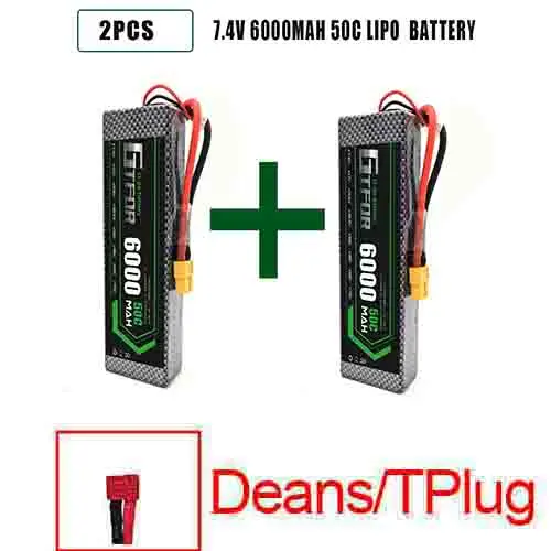 GTFDR 2 шт. 2S 7,4 V 6500 мА/ч, 6000 мА/ч, 50C 60C 120C Lipo Батарея RC Запчасти на колесиках TRX AKKU для TRX TRX4 1/10 автомобиль Радиоуправляемый Дрон вертолет - Цвет: 2PCS6000HARDDEANS