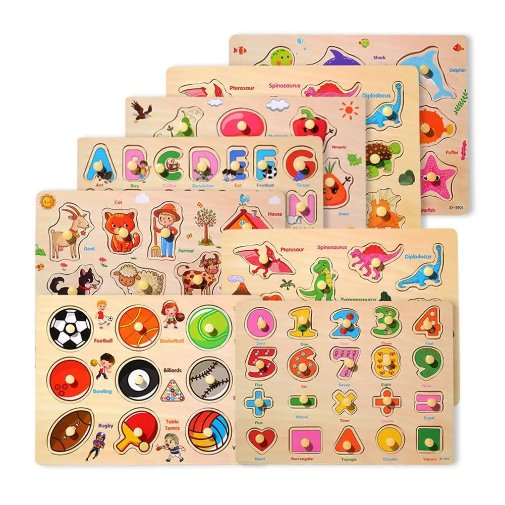 

Animal Number Fruit Animal Wooden Puzzle Pairing Board Development Kids Toy