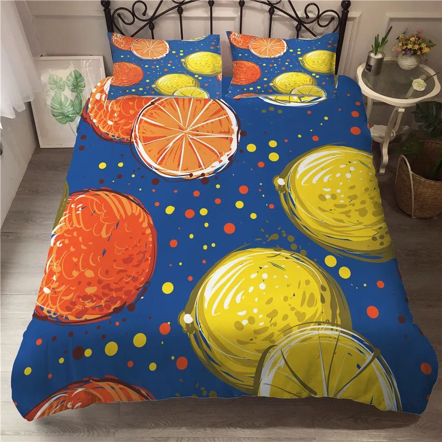 

Комплект постельного белья с 3D принтом, пододеяльник, Комплект постельного белья, лимон, домашний текстиль для взрослых, постельное белье с ...