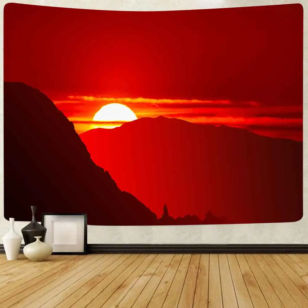 

Mountain Sun Tapestry Forest Tree Nature Landscape Wall Hanging Tapestries for Living Room Bedroom Home Dorm Decor