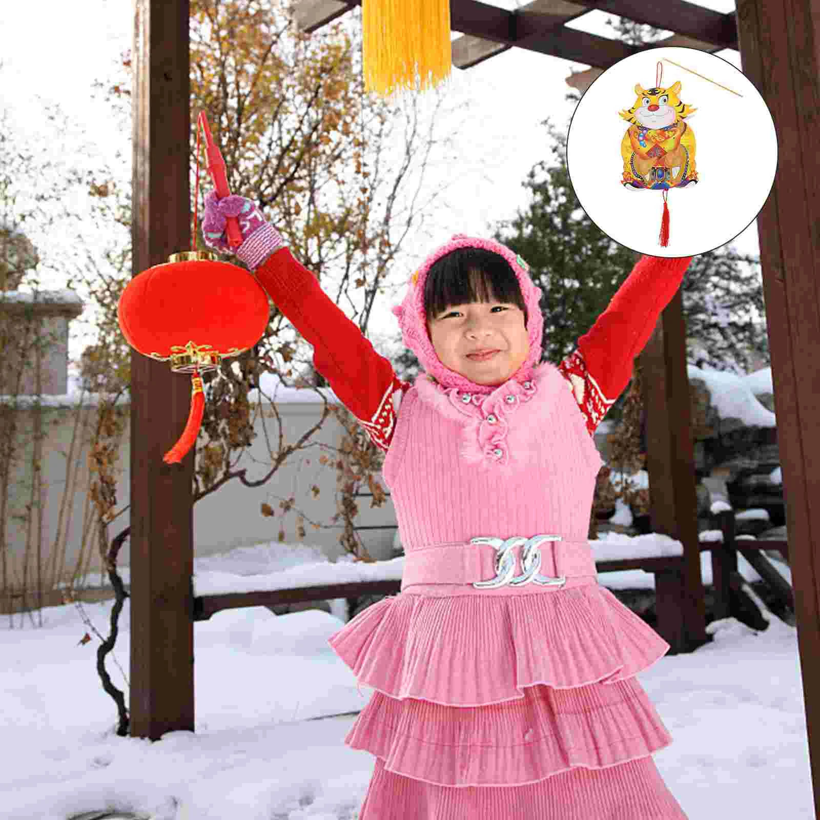 

1pc Beautiful Pattern Printed Paper Lantern Kids Tiger Shape Paper Lantern