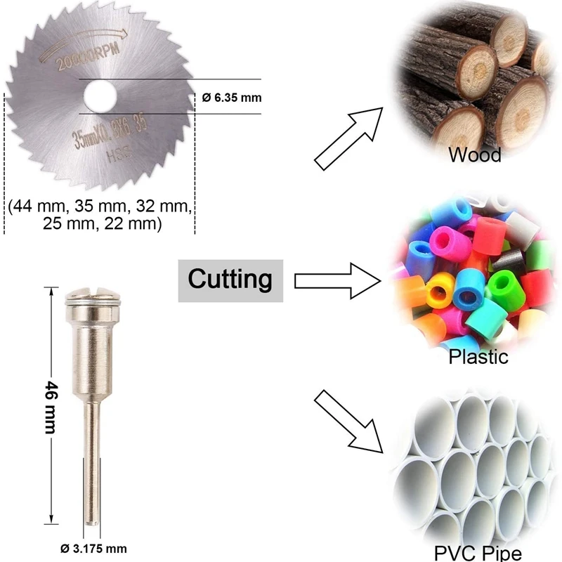

40Pcs Cutting Wheel Set 1/8 inch Shank Diamond Cutting Wheel Resin Cut Off Disc Cutter Kit for Wood Gl Plastic Stone