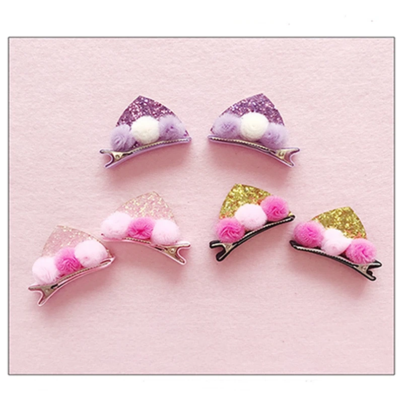 Милые милые заколки с блестками Детские аксессуары для волос кошачьи ушки кролик
