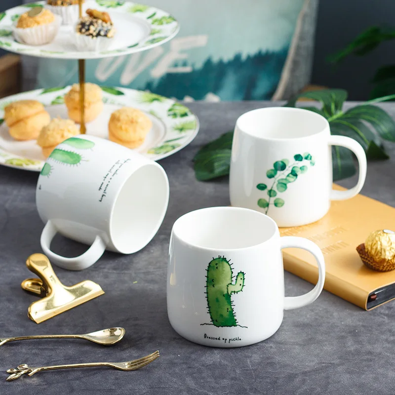 Креативная керамическая кружка с изображением черепахи кактуса свежих растений