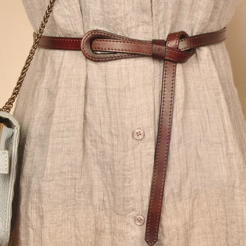 

Fashion Women Waist Long Cinturon Mujer Genuine Leather Belt Easy Wear Accessories Korean Style Knot Waistband Simple Style Belt