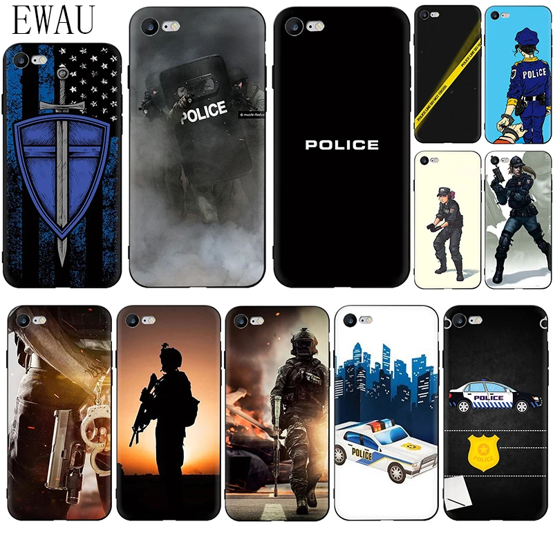 Силиконовый чехол для телефона EWAU с символом полиции iphone 5 5s SE 2020 6 6s 7 8 plus X XR XS 11 12 Pro