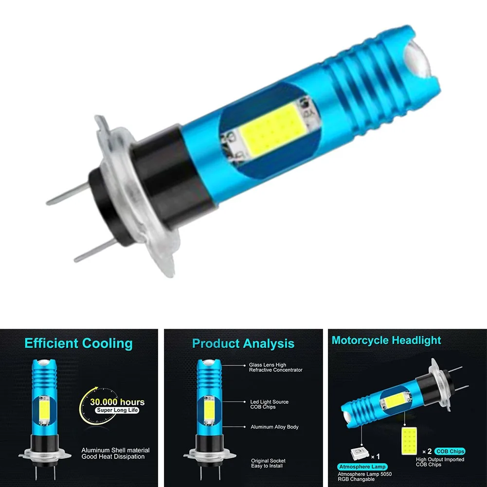 

2PCS H7 12V LED Bulb Hi/Lo Beam White Motorcycle Headlight High Power Dustproof And Waterproof