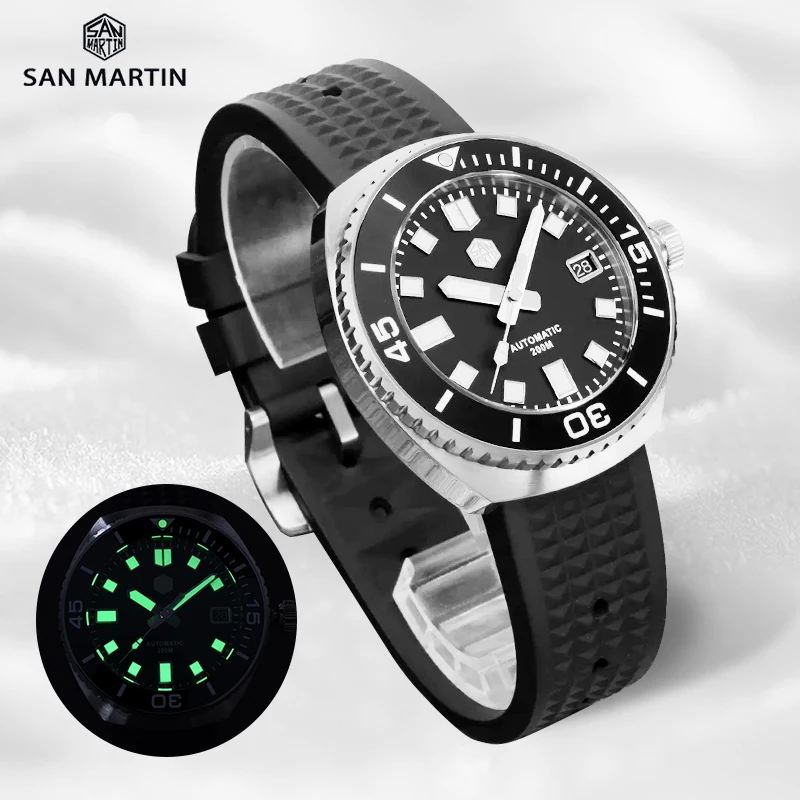 

San Martin Men Watches Retro Abalone Diver Watch Sapphire NH35A Automatic Mechanical Wrist Watch 20Bar Waterproof Luminous