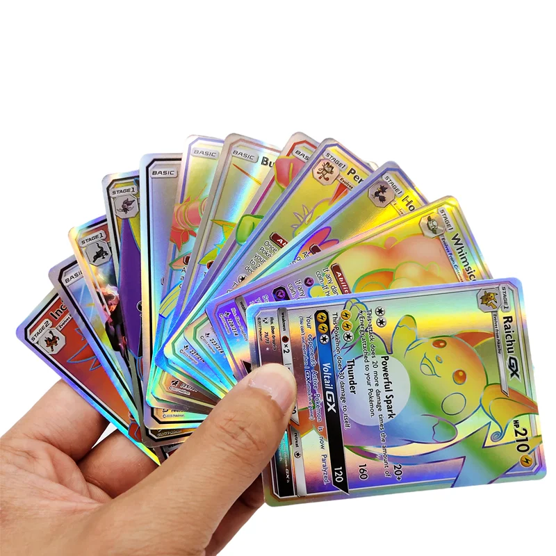 new 100pcs pokemon cards gx shining collection tag team colorful cards anime figures fighting game cards fun gift toys free global shipping