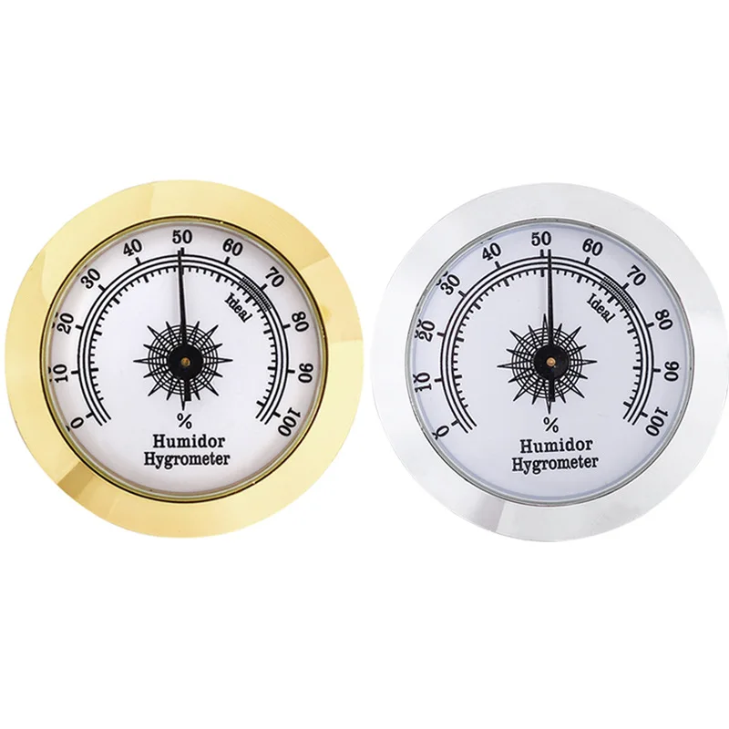 

5cm Metal Hygrometer Adjustable Calibration Pointer Hygrometer Climbing Pet Cigarette Case Cigar Moisture Box Wine Box.