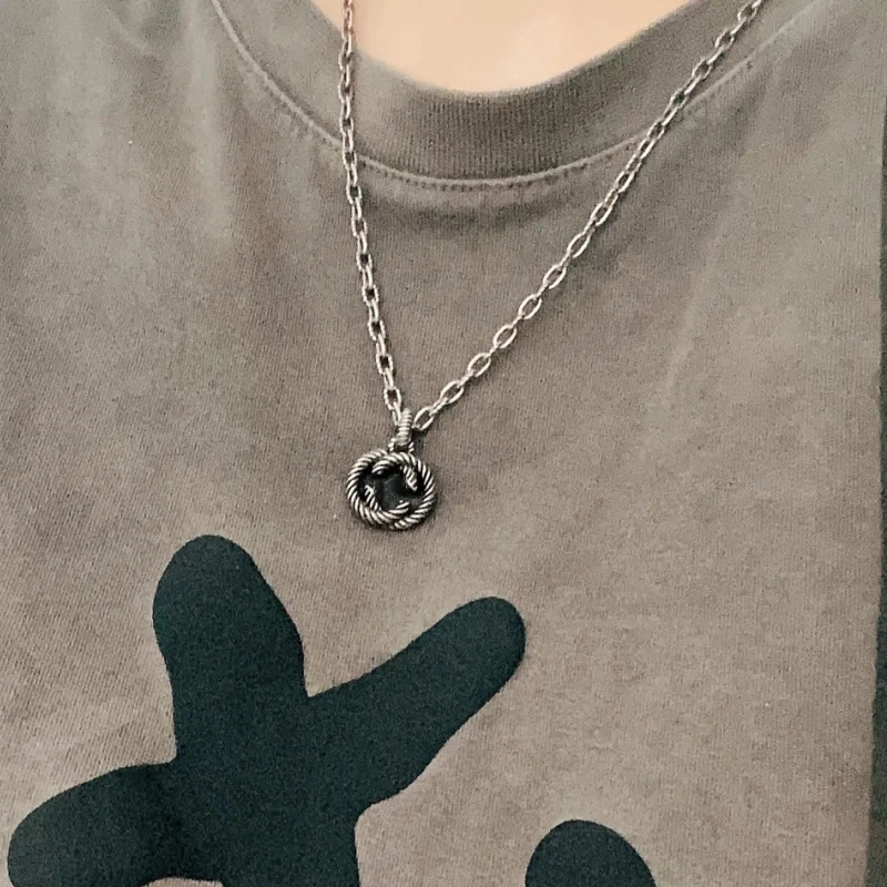 

S925 Sterling Silver Antique Pendant Necklace, men's and women's fashion lovers party anniversary birthday gift