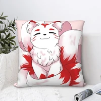sitting nine tailed fox square pillowcase cushion cover funny zipper home decorative pillow case for home simple 4545cm