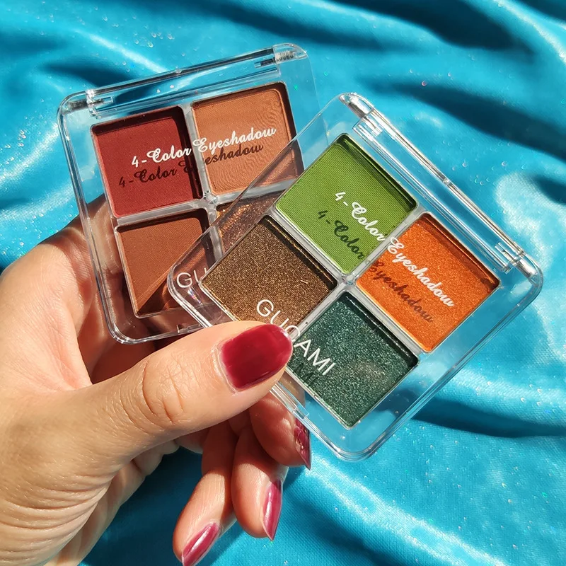 Тени для век компактные женские четыре цвета перламутровые матовые натуральные