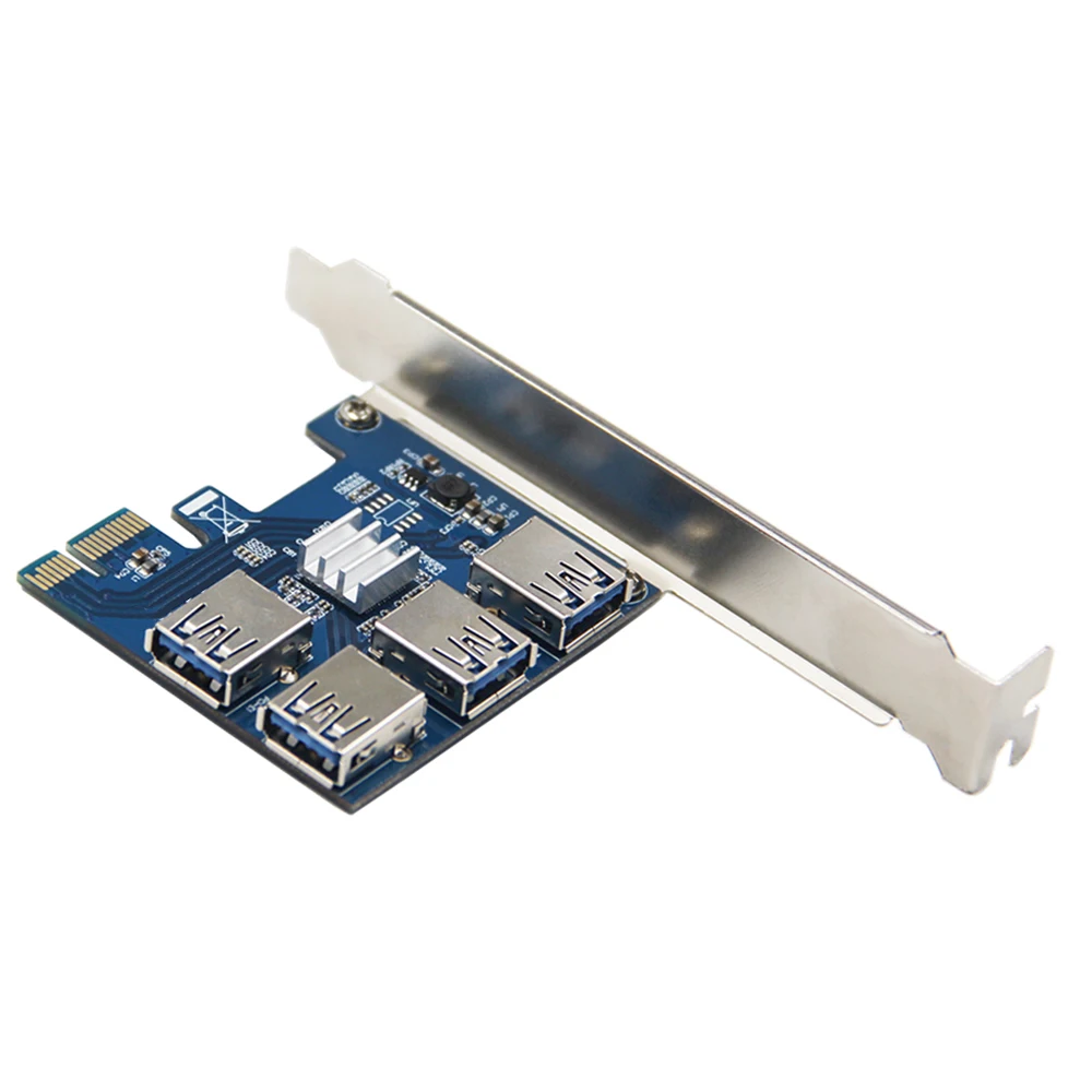 

Плата расширения PCI-E на USB, адаптер от 1 до 4, 4-портовая Плата расширения PCI-E к USB 3,0, карта усиления порта PCIe, аксессуары для майнинга