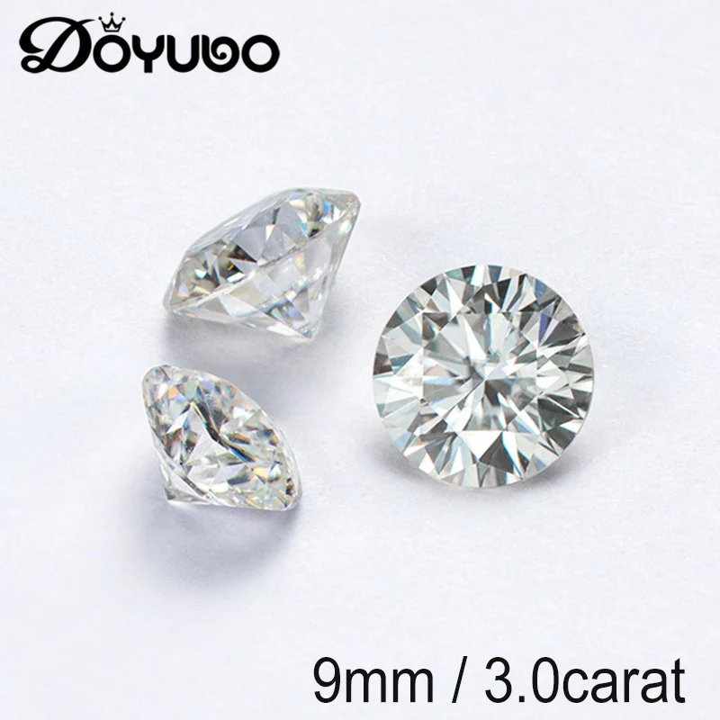 

DOYUBO Brand 9MM Genuine Mosangite Bare Diamond 3.0 Carat D-COLOR Extremely White Round Mosangite With Gra Certificate X001