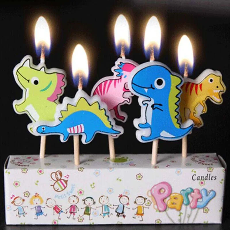 5 детской свечи в форме динозавра необычное ремесло цветная мультяшная свеча на