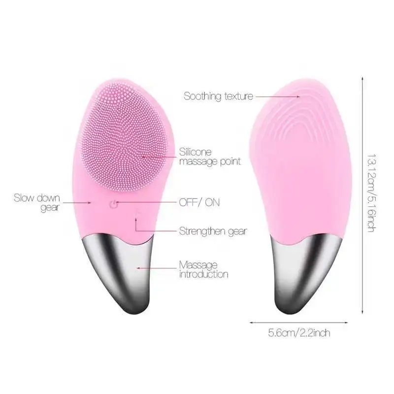 USB Rechargable Mini Electric Facial Cleansing Brush Silicone Sonic Face Cleaner Deep Pore Cleaning Skin Massager | Красота и