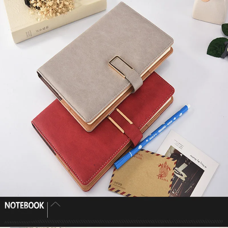 

Soft Business Leather Diary Notebook PU Travelers Journal Thicken School Office Meeting Record Notepad Handbook