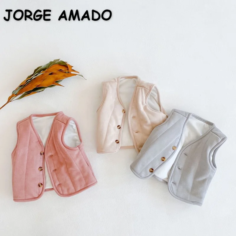 

2021, зимняя одежда для маленьких девочек и мальчиков, флисовый жилет без рукавов, трехслойная хлопковая куртка, детские жилеты, Детская верхн...