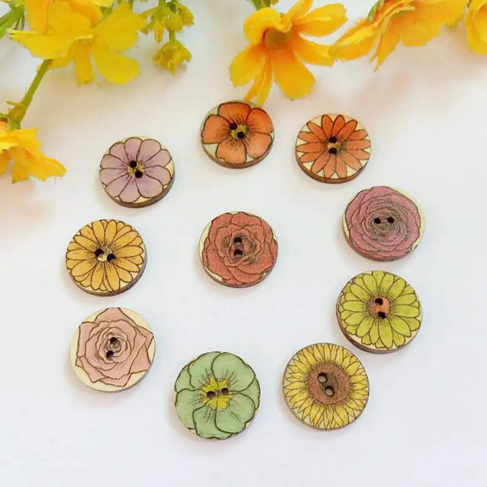 Декоративные деревянные пуговицы для рукоделия 50/шт./упак. цветов кнопки шитья
