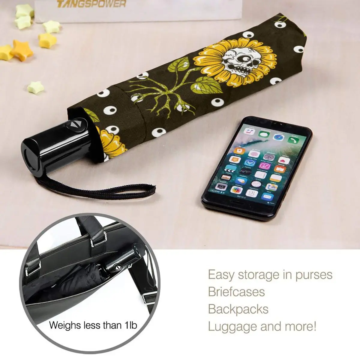 

Wind Resistant Folding Automatic Umbrella Women Auto Sunflowers Skulls Hilarious Windproof Umbrellas Rain For Men Parasol