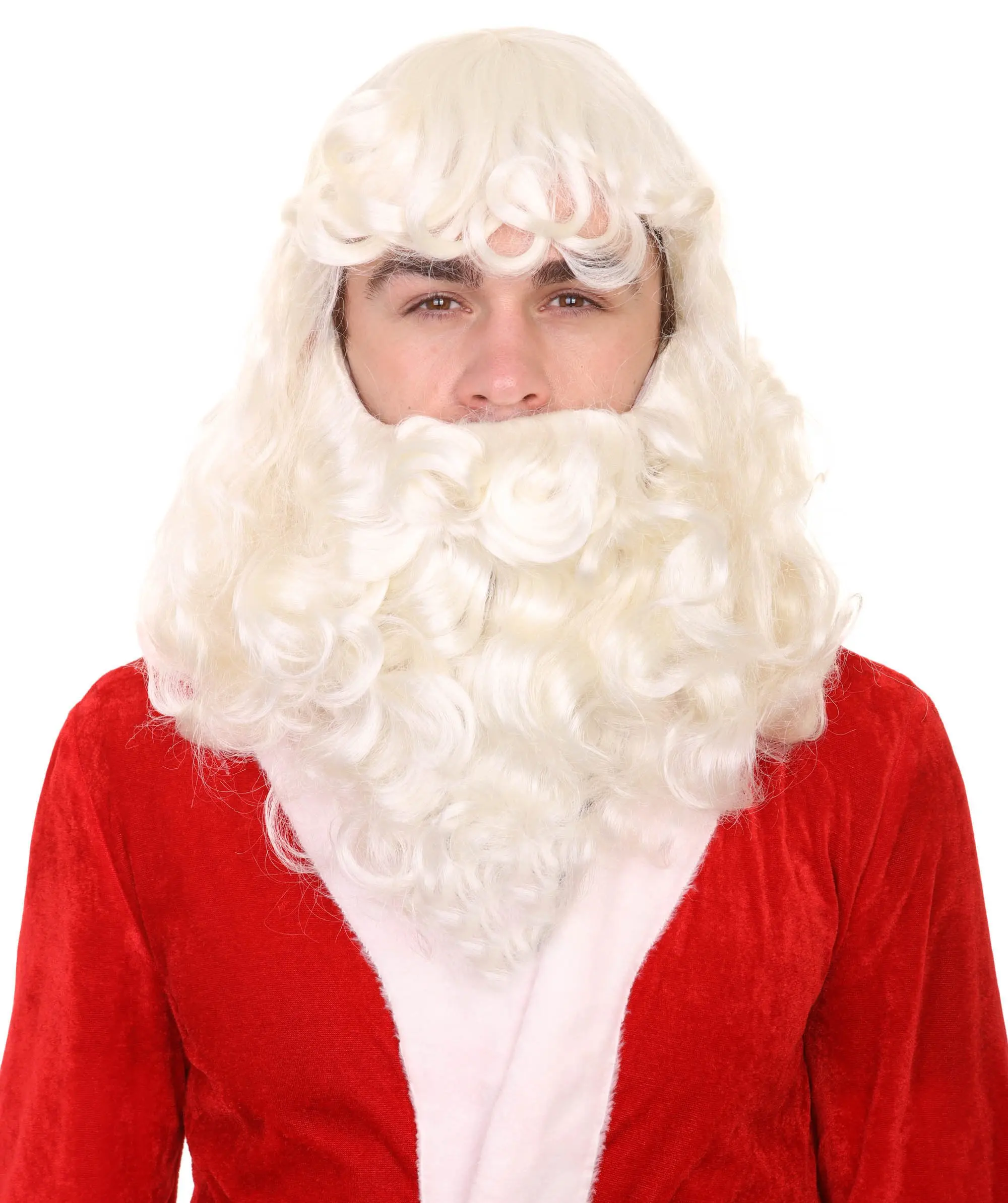 HPO White Grey Long Santa Claus Costumes Makeup Merry Xmas Party Cosplay Father Christmas Kris Kringle Nick Santy Nicholas Wigs